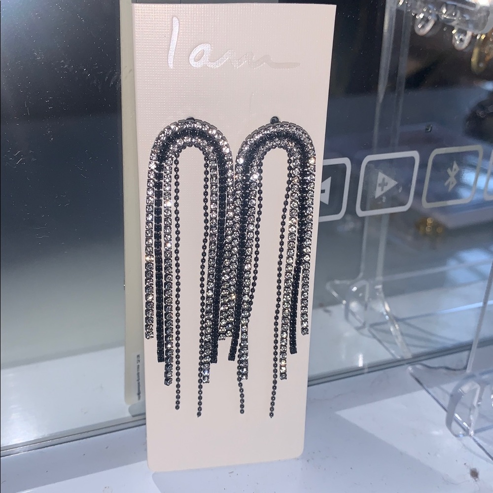 Black & White Rhinestone Dangle Earrings